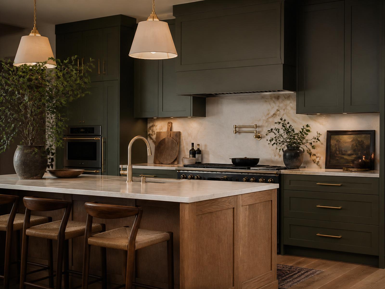 Modern olive green kitchen